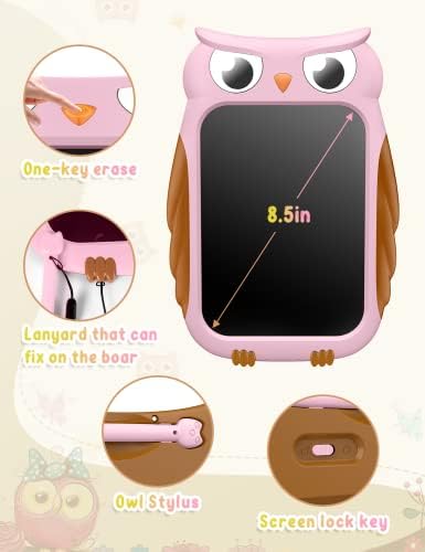 TECJOE Owl LCD Drawing Tablet, 8.5 Inch Colorful Toddler Doodle Board Drawing Tablet, Erasable and Reusable Electronic Drawing Pads, Educational and Learning Toy for 3-6 Years Old Boys, Christmas Gift(Pink) 2 41k2Od oq4L. AC