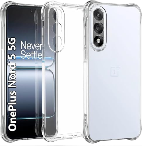 Image of REALCASE Silicone Oneplus Nord 5 5G Back Cover Case, Scratch Resistant Protective Crystal Clear Transparent Shock Proof Bumper Back Cover Case for Oneplus Nord 5 5G
