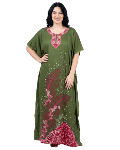 Image of Oussum Women Polyester Casual Long Plus Size Beach Caftan Cover Up Maxi Dress 1X-3X Summer Kaftan Dresses for Women
