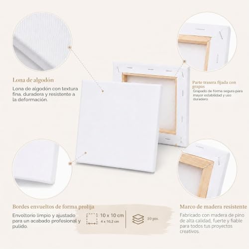 Miniatura 3 de Jmiatry 20 Piezas Lienzos 10 X 10 Cm, Lienzos Para Pintar, Lienzos Preestirados, Lienzos Para Pintar Pintura Al Óleo, Acrílica, Artistas, Principiantes
