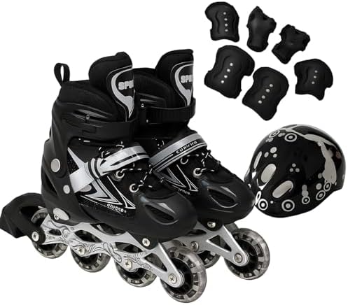 Patins Roller Inline 4 Rodas Skates Ajustavél com Roda Iluminada ...