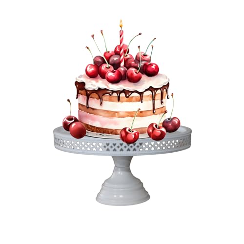 Image of White Cake Stand Pedestal - 13 inch Round Dessert Display Stand, 6.5 inch Tall Serving Holder for Cakes, Cupcakes, Parties, Weddings & Events