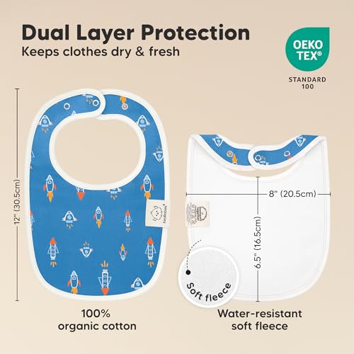 Image of 8-Pack Organic Baby Bibs for Boys, Girls - Soft Cotton Drooling and Teething Bibs for Baby Girl & Boy, Extra Absorbent, Easy to Clean & Put On for Toddler, Newborn, Infant 0-24 Months (Cosmo)