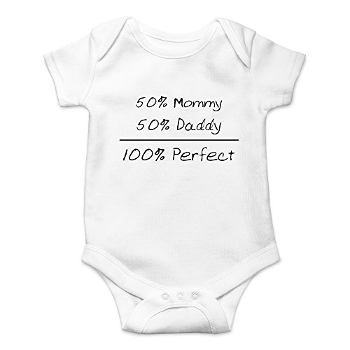 Image of Crazy Bros Tees 50% Mommy, 50% Daddy, 100% Baby Bodysuit Funny Cute Boy Girl Infant Outfit Adorable Romper