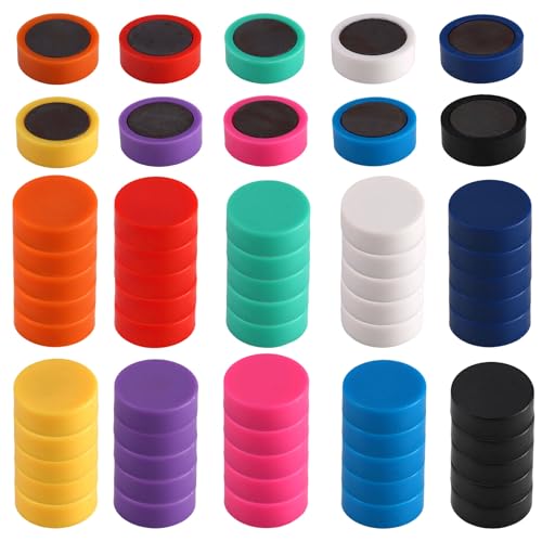 HJYIMYI - Lot de 60 aimants puissants colorés pour tableau magnétique, 10 couleurs, aimants ronds, petits aimants décoratifs, forte adhérence, aimants de réfrigérateur pour tableau blanc, tableau d'affichage