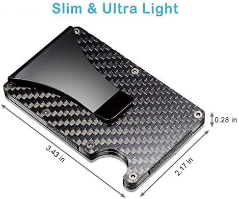Vista 5 de Tovip Cartera minimalista de fibra de carbono con bloqueo RFID, tarjetero para tarjetas de crédito, para hombres, mujeres, hombres y mujeres, 1 ud