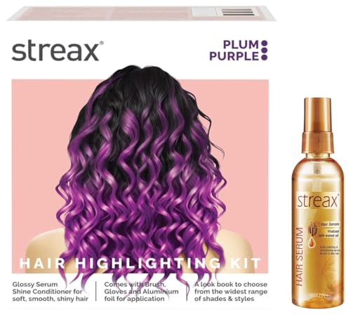 Streax Hair Serum for Women & Men | Contains Walnut Oil Hair Colour Highlight Kit | Purple Hair Colour, Plum Purple – Pack of 1