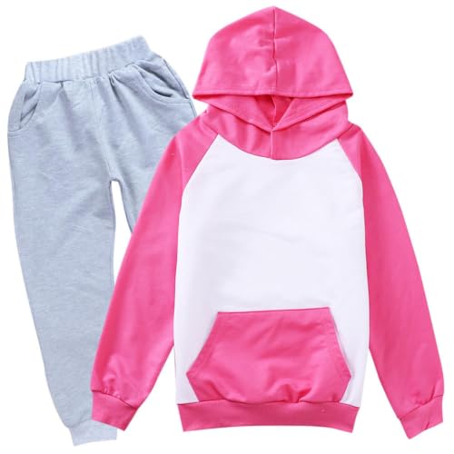 Sudadera de niña de dos piezas casual con capucha y pantalón de manga larga infantil 2