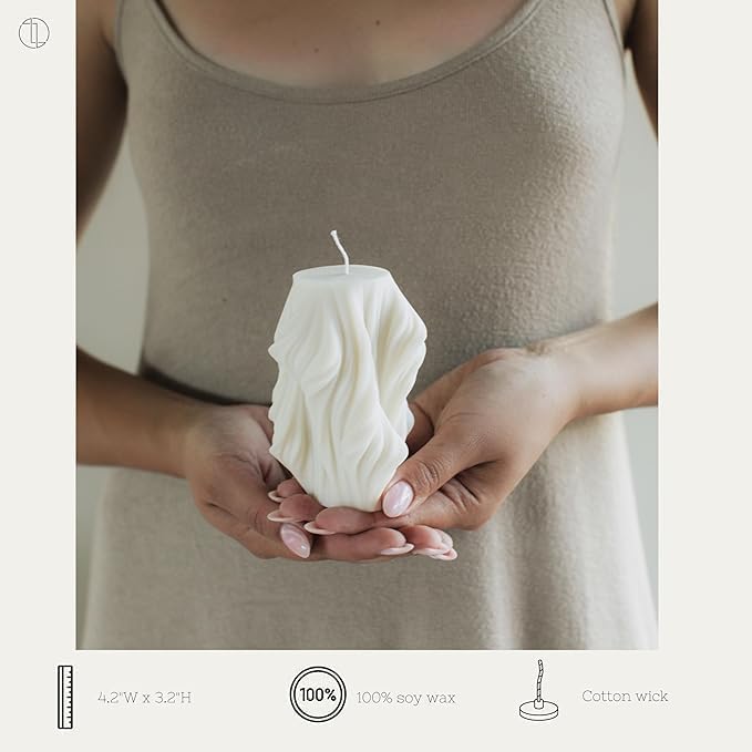 Miniatura 3 de LAWA Vela de onda en cascada  Vela grande y hermosa hecha a mano con aroma de cera de soja, elegante vela estética de burbujas, regalo de