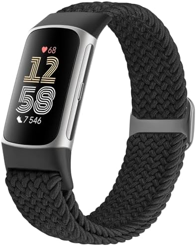 （05:30時点） [Bcuckood] 編み込み腕時計バンド Fitbit Charge 6/Fitbit Charge 5対応 レディース メンズ 調節可能なソロループ 伸縮性ナイロン編み 交換用リストバンド Fitbit Charge 6/Fitbit Charge 5用