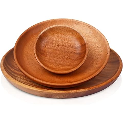 VieWood Round Wood Plates Set of 3 Cover