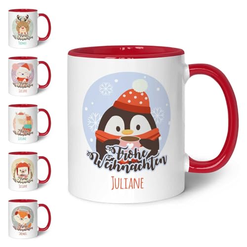 GRAVURZEILE Bedruckte Weihnachtstasse - Weihnachtstiere -...