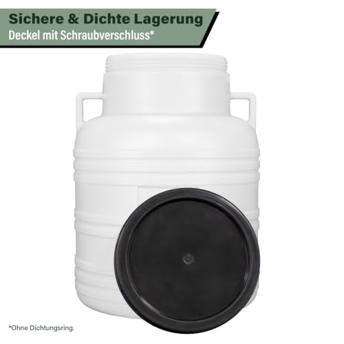 FIXKRAFT Weithalsfass Lebensmittelecht 30L Futtertonne Hund Gärbehälter Futter Tonne mit Deckel Maischefass Schraubdeckel 30 Liter Camping Kanister Gärfass (Weiß)