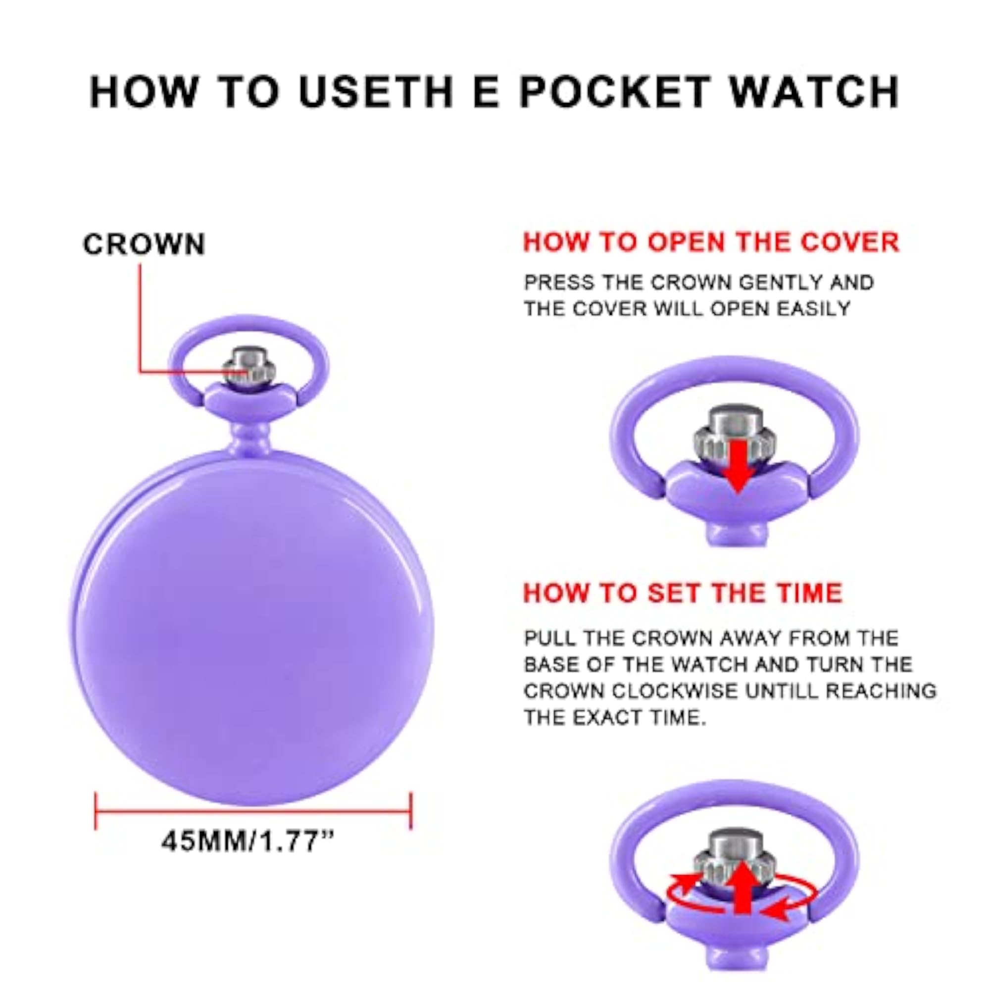 Smooth Cover Quartz Pocket Watch, Gift for Him