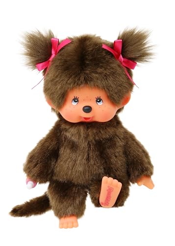Bandai - Monchhichi - Peluche l'Original Fille - Peluche Singe Iconique des années 80 - Peluche Toute Douce 20 cm pour Enfants et Adultes - Jouet Enfant 2 Ans et + - SE254378