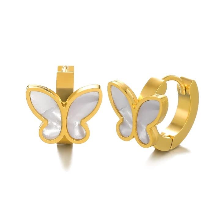 El Regalo Butterfly Earrings for Women/Girls- Stainless Steel Ati Tarnish- NO RUST Butterfly Hoop Earrings (White Butterfly) (B0C3W9XZPF) Amazon Price History, Amazon Price Tracker