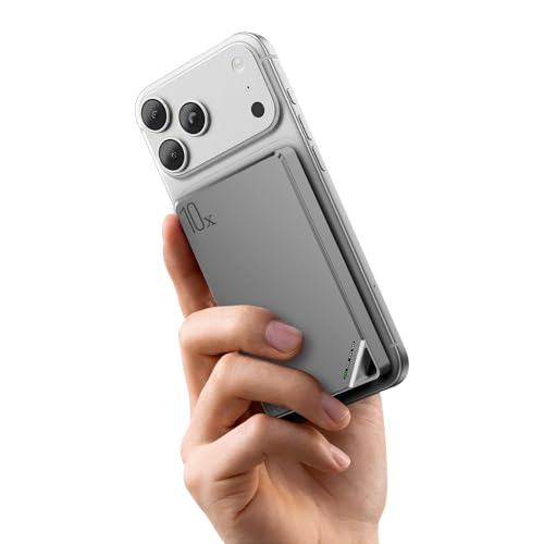 Image of POWERUP NanoMag 10000mAh Mag-Safe Power Bank, 15W Fast Wireless Charging | Strong Magnetic Hold | Ultra-Slim 22.5W Fast Charing Type C Port Compatible with Wireless Charging Phones - Silver
