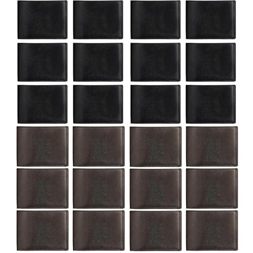 24 Pcs Leather Wallet for Men Bulk -Thank You Gifts for Employees Appreciation-Christmas Gift for Coworkers Men Father's Day (12pcs black+12pcs brown)