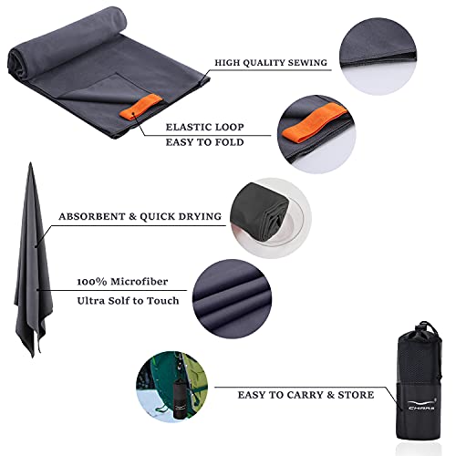 Chars Camping Towels Microfiber Sand Free Beach Towel (30" X 63") With A Carrying Bag Ultra Compact Quick Drying Sports Towel For Kids, Teens, Adults, Travel, Gym, Pool, Yoga, Swimming And Picnic #TOP6