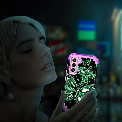 Miqala for Galaxy S21 Plus Case,Glow in The Dark Three Layer Heavy Duty Shockproof Full Body Protection Hard Plastic Bumper+Soft Silicone Case for Samsung Galaxy S21 Plus 6.7 inch,Dark by Miqala - Used condition - Image 6