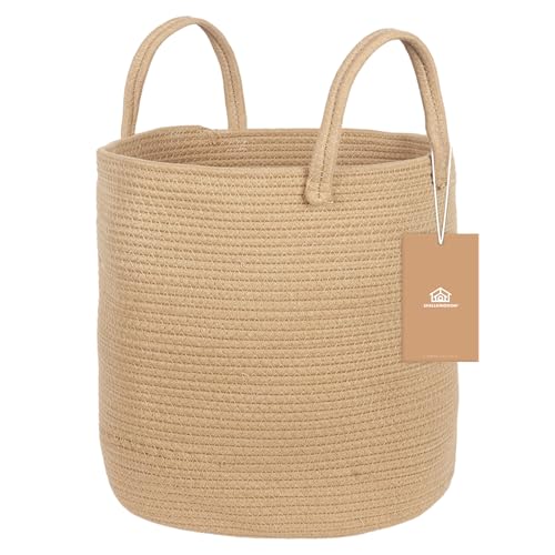 ShellKingdom Laundry Basket, Large Natural Rope Woven Storage Basket with