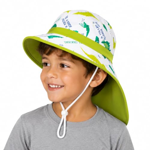 Image of VRITRAZ Sun Protection UPF50+ Bucket Hat Toddler Summer Beach Play Hats with Neck Flap for Girl, Boy, Kids Summer Hat, Bucket Hat for Kids Ages 3-10 Years