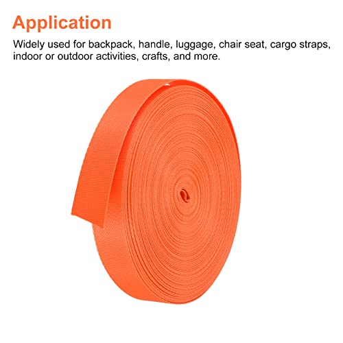 Image of Nylon Webbing Strap, 10 Metres, 1 inch /1.5 inch /2 inch Width, 0.7 mm Thickness (Orange, 1 inch)