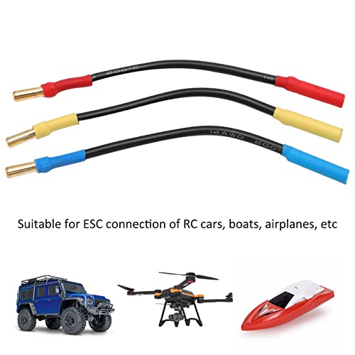3-częściowy kabel do silnika RC, 4 mm, wtyk bananowy, przedłużacz do samochodów RC, łodzi, samolotów i innych połączeń silnikowych ESC, akcesoria do modeli samochodów, zabawka modelowa