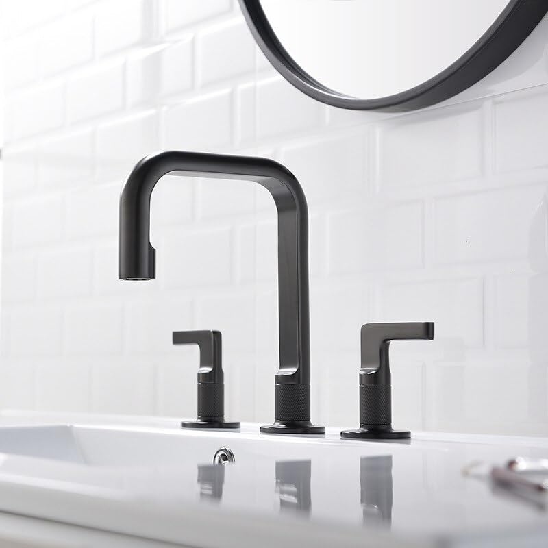 Robinet de lavabo 3 trous en laiton gris et or rose brossé pour une salle de bain de luxe