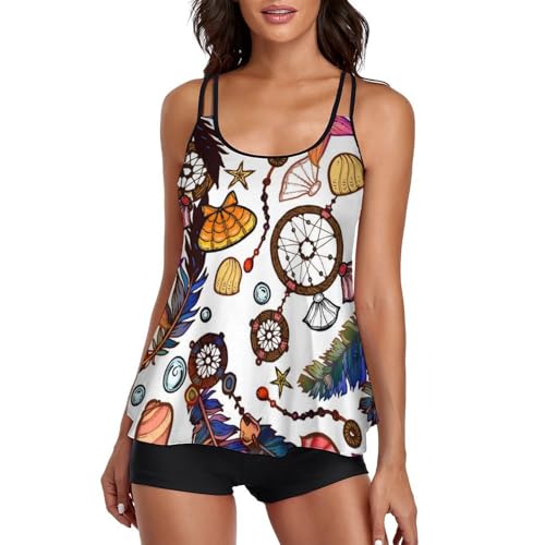 Attrape-Rêves En Couleur Maillot De Bain Tankini Femme Ensemble Bikini Short Robe De Plage