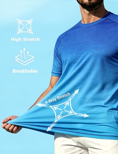 Image of ELETOP Men's Swim Shirts UPF 50+ Short Sleeve Rash Guard Sun Shirts for Beach Fishing