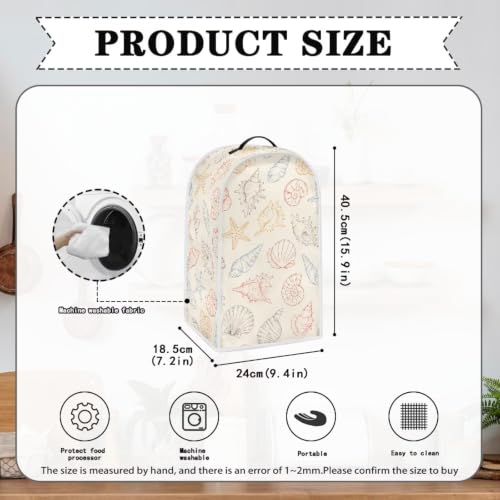 Image of Talayituse Starfish Seashell Conch Sketch Print Blender Dust Cover, Fingerprint Protection Cover for Stand Mixer or Coffee Machine, Home Kitchen Appliance Covers for Stain Dust Resistant Supplies
