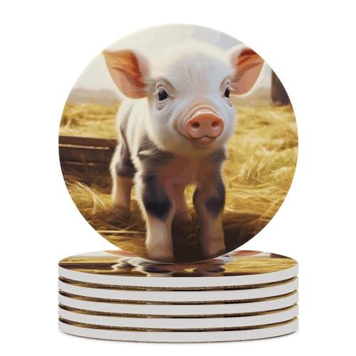 Dessous de verre céramique animal de la ferme x6 avec liège - 2