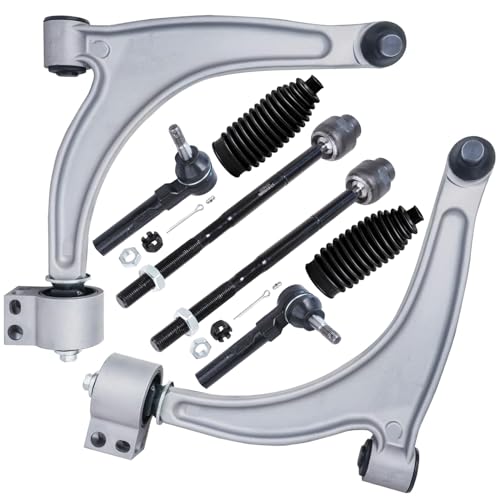 Image of Detroit Axle - 8pc Front Control Arms Kit for Chevrolet Malibu Pontiac G6 Saturn Aura, 2 Lower Control Arms with Ball Joint 2 Inner Tie Rods 2 Outer Tie Rods 2 Tie Rod Boots Replacement