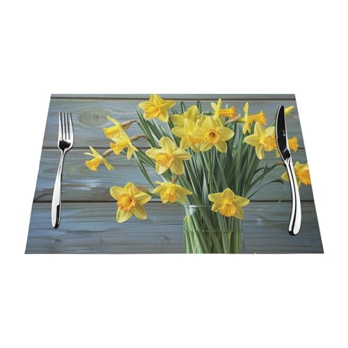 Set de table PVC jonquilles x6 antidérapant résistant chaleur 45x30cm - 2