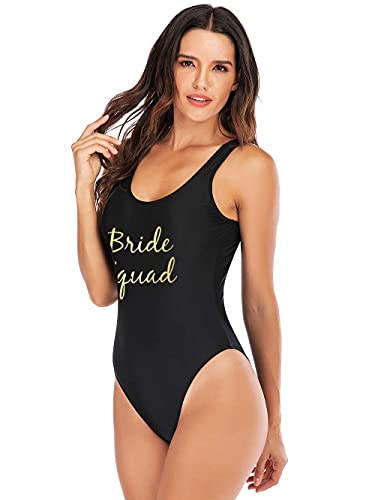 Elightvap Bride to Be Squad Women One Piece Swimsuits Letter Print Swimwear High Cut Monokini Bridesmaid Team Bathing Suits4