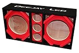 DEEJAY LED Two 10-in Woofers Plus Three Tweeters RED Empty Chuchera Speaker Enclosure - D10T3RED