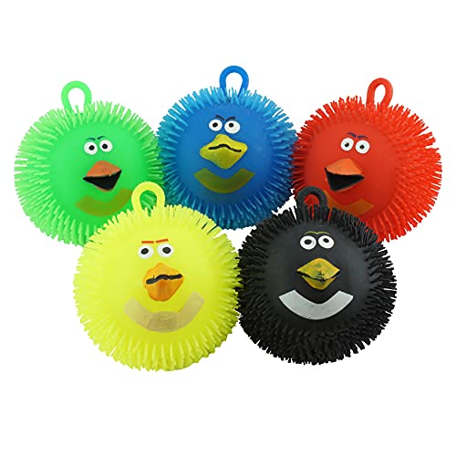 SRVertex 5 x Angry Face Silikon Puffer Chick Balls in Mehrfarbig, Stressabbaubälle für Kinder, kleines Auge sensorisches Fidget-Quetschspielzeug Cover
