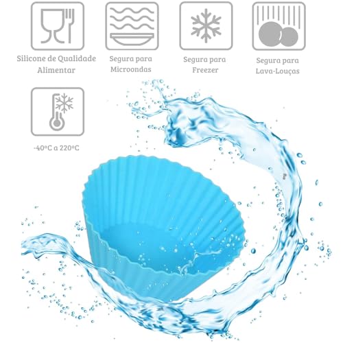 Kit 12 Formas de Silicone para Cupcake, Muffin, Bolinho, Ovo Pochê, Assadeira, Air Fryer, Cores Vari