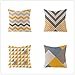 Poduszki zewnętrzne żółte niebieskie szare poduszki lniane poszewki na poduszki z niewidocznym zamkiem błyskawicznym poduszki ogrodowe dekoracyjne kwadratowe zdejmowane i nadające się do prania poduszki 40 x 40 cm / 4 szt