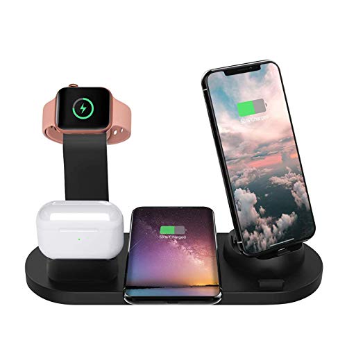 Drahtlose Ladestation, 6-in-1-Qi-Schnellladedock für Apple Watch, Ladeständer für iPhone 11/11 Pro/XS/XR/X / 8/8 Plus/Apple Watch 5/4/3/2/1 /