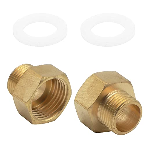 KtbeYTi 2 Piezas Adaptador de Gas de 1/2 a 3/8, Conector Manguera de Gas con Arandelas de Goma, Accesorios para Estufas de Gas, Estufas de Camping, Estufa Taburete