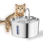 Cat Water Fountain Stainless Steel: 74oz/2.2L Cats Fountain for Drinking - Water Fountains for Cats Indoor - Quiet pet Water Fountain - Kitty spout cat Water Fountain - for Pets& Small Animals