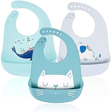 Baberos de Silicona RIGHTWELL para Bebés con Bolsillo Recolector de Alimentos Cover