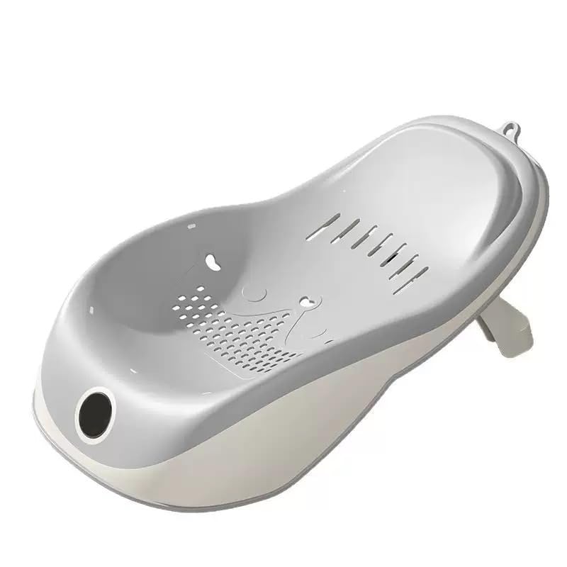 折りたたみ式のベビーバスベッド、TPE柔らかいゴム素材、ソフト、滑り止め、収納しやすいスペースを取らない、背骨を守るために、排水穴付き (グレー)