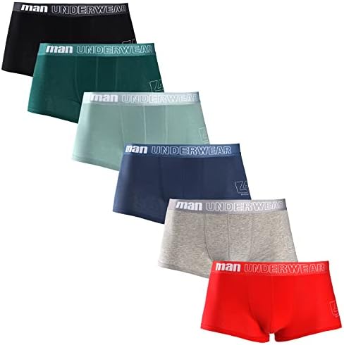 HUOPAOSHUO Underwear for Men Breathable Trunks Underwear Soft Cotton Classic Solid Boxer Briefs Pack of 6