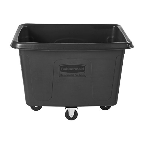 Image of Rubbermaid Commercial Products Bulk Cube Truck with Wheels 14 Cu. Ft. Black Transport up to 500 lb. of Waste /Laundry /Linen /Supply /Packaging Material for Hospital /Hotel /School