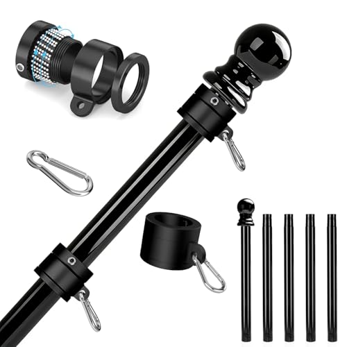 Sinyoeer 304 Stainless Steel 6FT Flag Poles for Outside House (1, Black) by Sinyoeer - Used condition - US$33.60