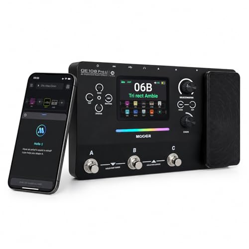 MOOER GE100Pro Li Guitar Multi-Effects Pedal with 3.5 inch screen AI Tone Assistant 240 Effect Types Looper Drum Machine RGB Lighting Mobile APP & PC Editing for Stage & Recording