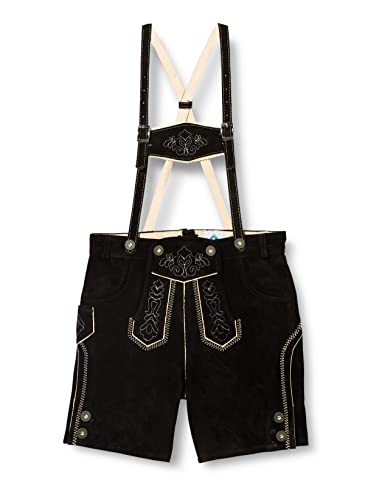 Pantalón corto de piel Isar-Trachten negro para niños ideal para fiestas tradicionales y fotos